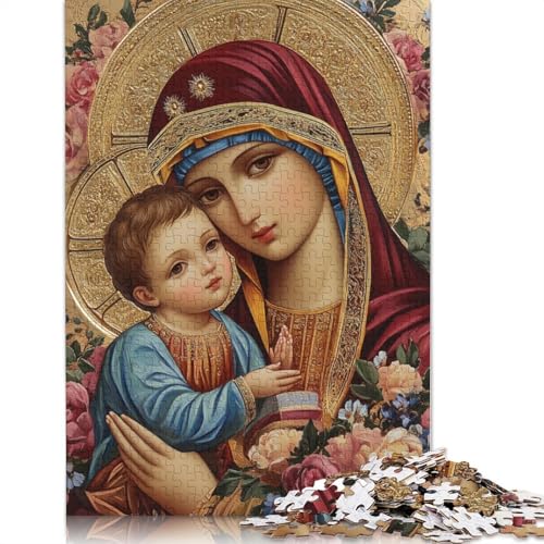 Jungfrau Maria Holzpuzzless 500 Teile Erwachsene Family Challenging Games Moderne Wohnkultur Geburtstagsgeschenk Educational Game Stress Relief Toy 500pcs (52x38cm) von SHUNXIFQ