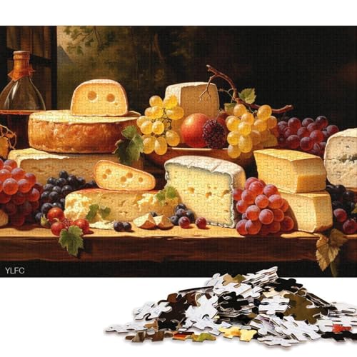 Käse und Trauben Holzpuzzles Erwachsene 500 Teile Home Decor Family Challenging Games Educational Game Geburtstagsgeschenk Stress Relief Toy 500pcs (52x38cm) von SHUNXIFQ
