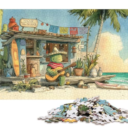 Kaktus Holzpuzzles Für Erwachsene 300 Teile Lernspiel Family Challenging Games GeburtHirschsgeschenk Wohnkultur Stress Relief Toy 300pcs (40x28cm) von SHUNXIFQ