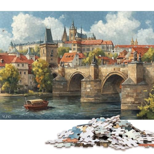 Karlsbrücke Holzpuzzles 300 Teile Erwachsene GeburtHirschsgeschenk Wohnkultur Educational Game Family Challenging Games Stress Relief Toy 300pcs (40x28cm) von SHUNXIFQ
