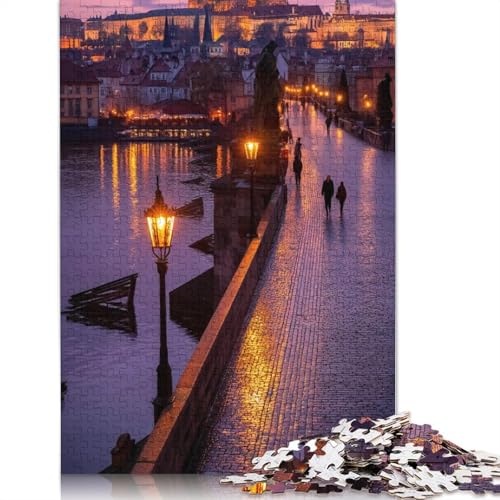 Karlsbrücke Holzpuzzless 500 Teile Erwachsene Lernspiel Moderne Wohnkultur Family Challenging Games Geburtstagsgeschenk Stress Relief Toy 500pcs (52x38cm) von SHUNXIFQ