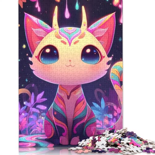 Katze Holzpuzzles 500 Teile Erwachsene Home Decor Family Challenging Games Geburtstagsgeschenk Lernspiel Entspannung Und Intelligenz 500pcs (52x38cm) von SHUNXIFQ