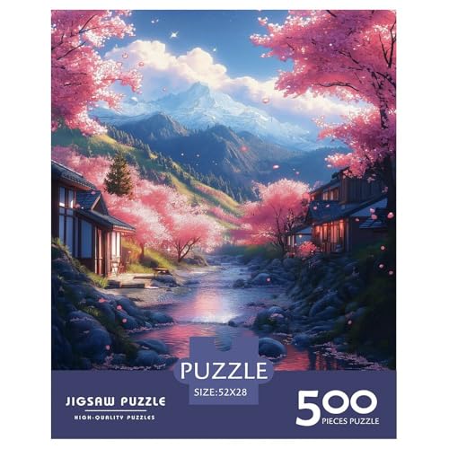 Kirschblüte Holzpuzzles 500 Teile Für Erwachsene Family Challenging Games Geburtstagsgeschenk Lernspiel Moderne Wohnkultur Stress Relief 500pcs (52x38cm) von SHUNXIFQ