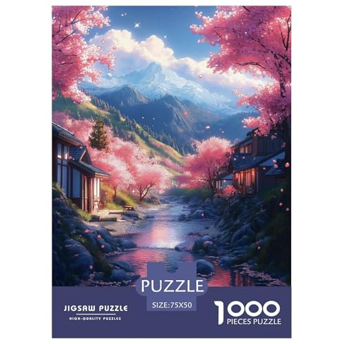 Kirschblüte Holzpuzzles Für Erwachsene 1000 Teile Geburtstagsgeschenk Family Challenging Games Lernspiel Wohnkultur Stress Relief 1000pcs (75x50cm) von SHUNXIFQ