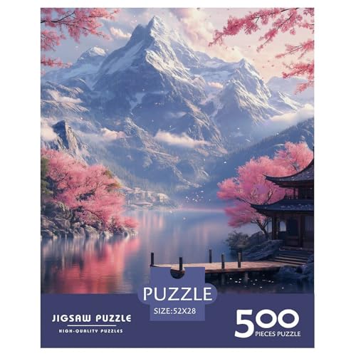 Kirschblüte Holzpuzzles Für Erwachsene 500 Teile Geburtstagsgeschenk Family Challenging Games Home Decor Educational Game Stress Relief Toy 500pcs (52x38cm) von SHUNXIFQ
