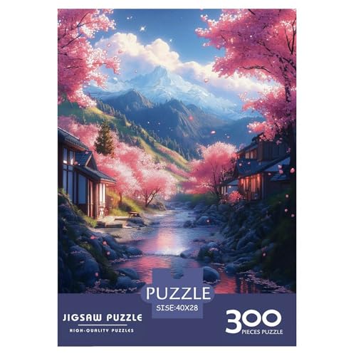 Kirschblüte Holzpuzzless Für Erwachsene 300 Teile Wohnkultur Lernspiel Family Challenging Games Geburtstagsgeschenk Stress Relief Toy 300pcs (40x28cm) von SHUNXIFQ
