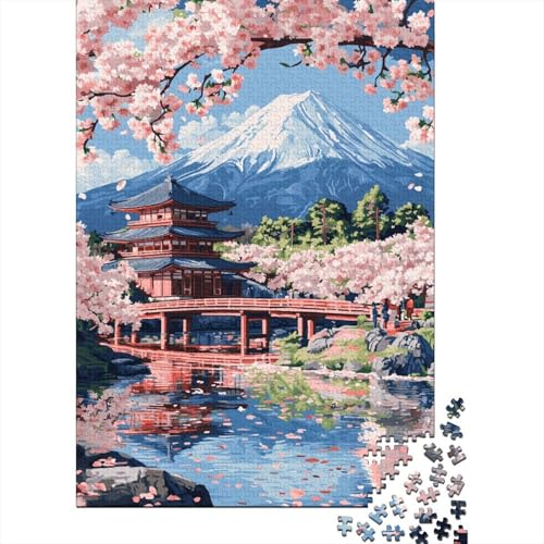 Kirschblüte am Fuji Holzpuzzles 1000 Teile Erwachsene Wohnkultur Geburtstagsgeschenk Geschicklichkeitsspiel Für Die Ganze Familie Lernspiel Stress Relief 1000pcs (75x50cm) von SHUNXIFQ