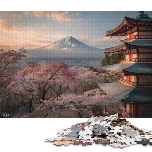 Kirschblüten Holzpuzzles 1000 Teile Erwachsene Lernspiel Family Challenging Games Geburtstagsgeschenk Home Decor Stress Relief Toy 1000pcs (75x50cm) von SHUNXIFQ