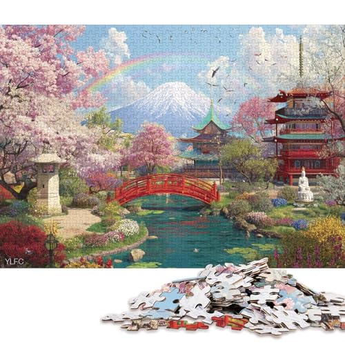 Kirschblüten Holzpuzzles Für Erwachsene 300 Teile Geburtstagsgeschenk Family Challenging Games Lernspiel Wohnkultur Stress Relief 300pcs (40x28cm) von SHUNXIFQ