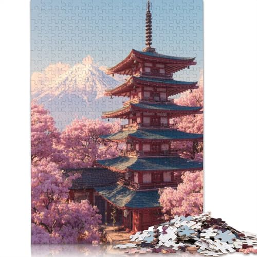 Kirschblüten-Pagode Holzpuzzles 300 Teile Erwachsene Wohnkultur Family Challenging Games Geburtstagsgeschenk Educational Game Stress Relief 300pcs (40x28cm) von SHUNXIFQ