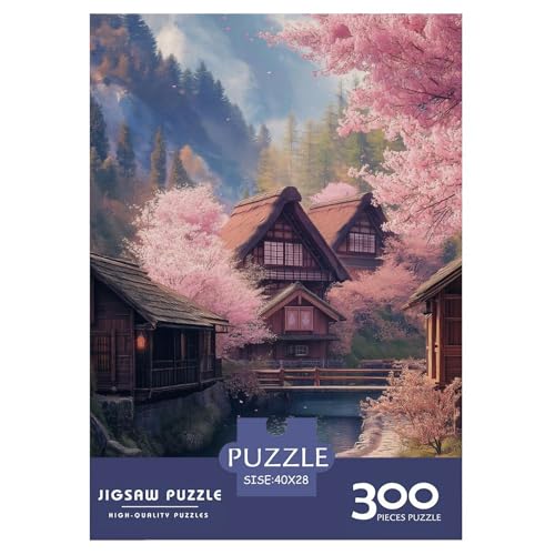 Kirschblütenhaus Erwachsene Holzpuzzless 300 Teile Home Decor Educational Game Geburtstagsgeschenk Family Challenging Games Entspannung Und Intelligenz 300pcs (40x28cm) von SHUNXIFQ