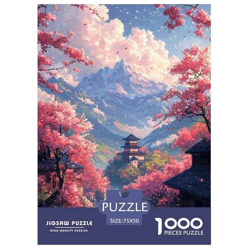 Kirschblütes Holzpuzzles 1000 Teile Erwachsene Geschicklichkeitsspiel Für Die Ganze Familie Home Decor Geburtstagsgeschenk Lernspiel Stress Relief 1000pcs (75x50cm) von SHUNXIFQ