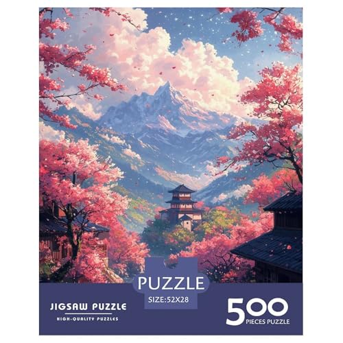 Kirschblütes Holzpuzzles 500 Teile Erwachsene Lernspiel Family Challenging Games Geburtstagsgeschenk Home Decor Stress Relief Toy 500pcs (52x38cm) von SHUNXIFQ