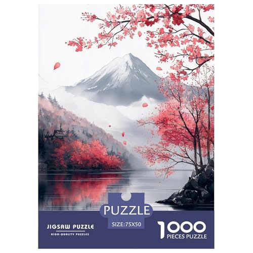 Kirschblütes Holzpuzzles Für Erwachsene 1000 Teile Wohnkultur Geburtstagsgeschenk Educational Game Family Challenging Games Stress Relief Toy 1000pcs (75x50cm) von SHUNXIFQ