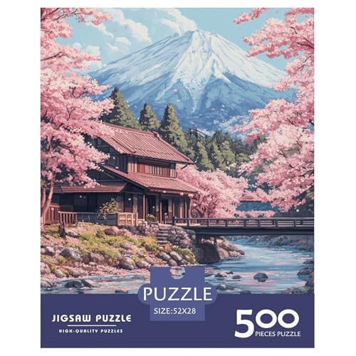 Kirschblütes Holzpuzzles Für Erwachsene 500 Teile Family Challenging Games Geburtstagsgeschenk Lernspiel Wohnkultur Stress Relief 500pcs (52x38cm) von SHUNXIFQ