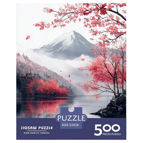 Kirschblütes Holzpuzzless Für Erwachsene 500 Teile Family Challenging Games Wohnkultur Geburtstagsgeschenk Lernspiel Stress Relief Toy 500pcs (52x38cm) von SHUNXIFQ