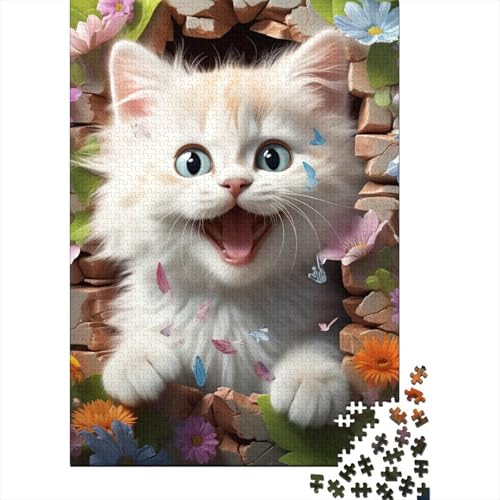 Kitten and Flowers Holzpuzzles Erwachsene 1000 Teile Lernspiel Geschicklichkeitsspiel Für Die Ganze Familie Geburtstagsgeschenk Home Decor Stress Relief 1000pcs (75x50cm) von SHUNXIFQ