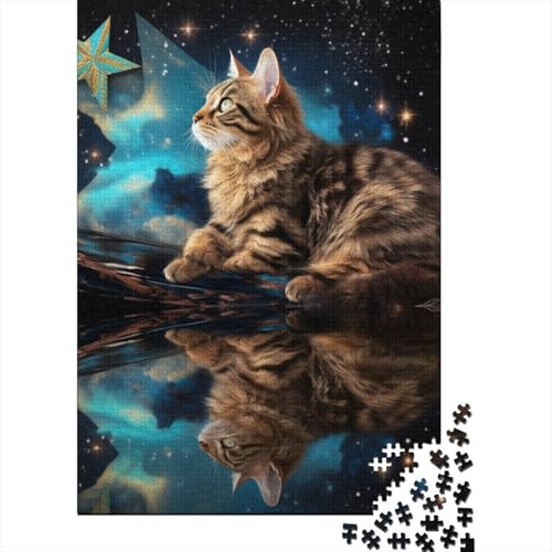 Kittens and Stars Holzpuzzless 1000 Teile Erwachsene Family Challenging Games Moderne Wohnkultur Geburtstagsgeschenk Educational Game Stress Relief Toy 1000pcs (75x50cm) von SHUNXIFQ