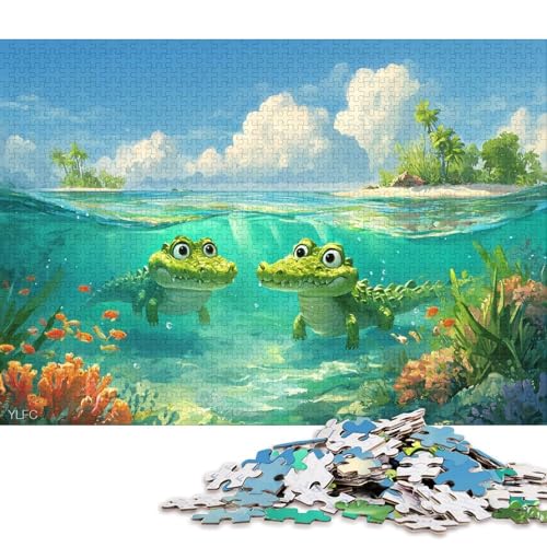 Kleiner Alligator Holzpuzzles Erwachsene 1000 Teile Family Challenging Games Geburtstagsgeschenk Home Decor EduKatzeional Game Entspannung Und Intelligenz 1000pcs (75x50cm) von SHUNXIFQ