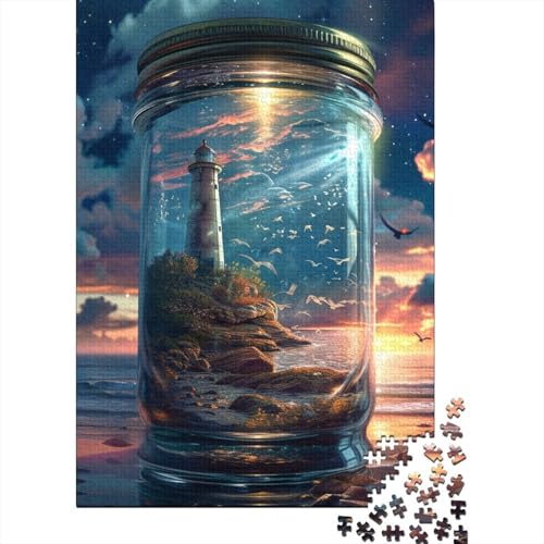 Kleiner Leuchtturm 1000 Teile Erwachsene Holzpuzzless EduKatzeional Game Moderne Wohnkultur Geburtstagsgeschenk Family Challenging Games Stress Relief Toy 1000pcs (75x50cm) von SHUNXIFQ