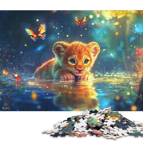 Kleiner Löwe Holzpuzzles 1000 Teile Für Erwachsene Family Challenging Games Lernspiel Moderne Wohnkultur Geburtstagsgeschenk Stress Relief Toy 1000pcs (75x50cm) von SHUNXIFQ