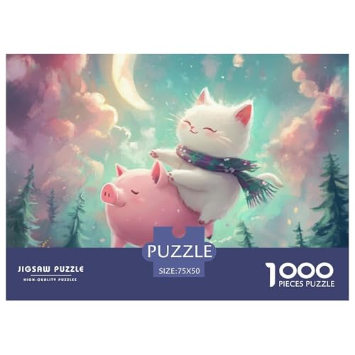Kleines Schwein Holzpuzzles 1000 Teile Erwachsene Lernspiel Family Challenging Games Geburtstagsgeschenk Home Decor Stress Relief Toy 1000pcs (75x50cm) von SHUNXIFQ