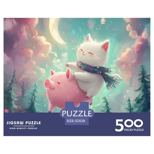 Kleines Schwein Holzpuzzless Für Erwachsene 500 Teile Wohnkultur Lernspiel Family Challenging Games Geburtstagsgeschenk Stress Relief Toy 500pcs (52x38cm) von SHUNXIFQ