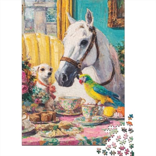 Kleines weißes Pferd Holzpuzzles 1000 Teile Für Erwachsene Family Challenging Games Geburtstagsgeschenk Lernspiel Moderne Wohnkultur Stress Relief 1000pcs (75x50cm) von SHUNXIFQ