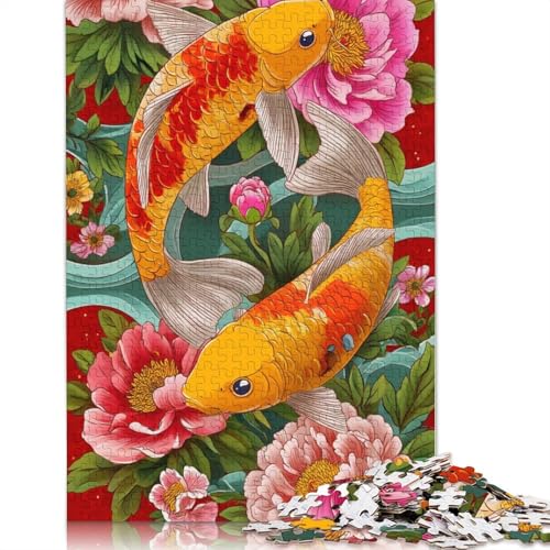Koi-Fisch Holzpuzzles 300 Teile Erwachsene Wohnkultur Geburtstagsgeschenk Geschicklichkeitsspiel Für Die Ganze Familie Lernspiel Stress Relief 300pcs (40x28cm) von SHUNXIFQ
