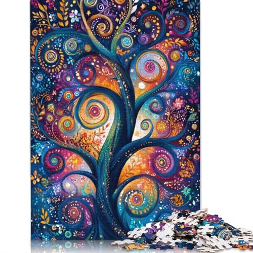 Kosmischer Lebensbaum Holzpuzzless 500 Teile Erwachsene Wohnkultur Educational Game Family Challenging Games Geburtstagsgeschenk Stress Relief Toy 500pcs (52x38cm) von SHUNXIFQ