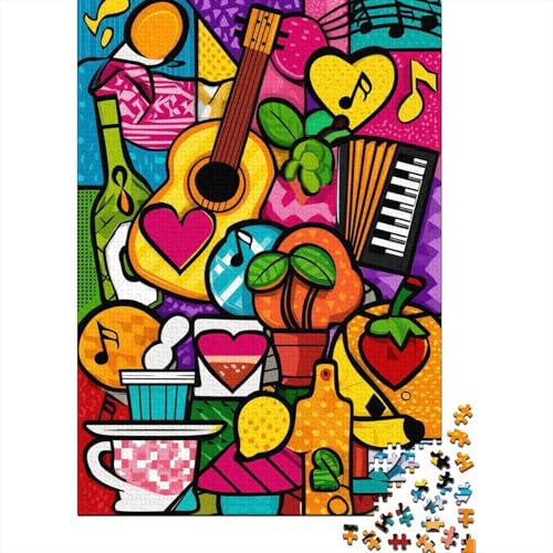 Kubanische Musik Holzpuzzles 1000 Teile Erwachsene Lernspiel Family Challenging Games Geburtstagsgeschenk Home Decor Stress Relief Toy 1000pcs (75x50cm) von SHUNXIFQ