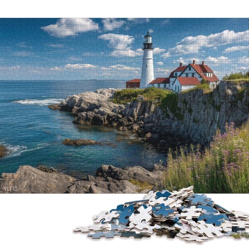 Küstenleuchtturm Holzpuzzles 500 Teile Erwachsene Wohnkultur GeburtHirschsgeschenk Geschicklichkeitsspiel Für Die Ganze Familie Lernspiel Stress Relief 500pcs (52x38cm) von SHUNXIFQ
