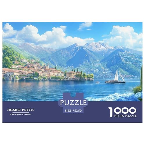Lago Como Holzpuzzles 1000 Teile Für Erwachsene Family Challenging Games Geburtstagsgeschenk Lernspiel Moderne Wohnkultur Stress Relief 1000pcs (75x50cm) von SHUNXIFQ