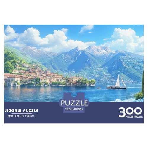 Lago Como Holzpuzzles 300 Teile Erwachsene Geschicklichkeitsspiel Für Die Ganze Familie Home Decor Geburtstagsgeschenk Lernspiel Stress Relief 300pcs (40x28cm) von SHUNXIFQ