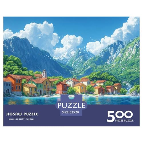 Lago Como Holzpuzzles 500 Teile Erwachsene Wohnkultur Family Challenging Games Geburtstagsgeschenk Educational Game Stress Relief 500pcs (52x38cm) von SHUNXIFQ