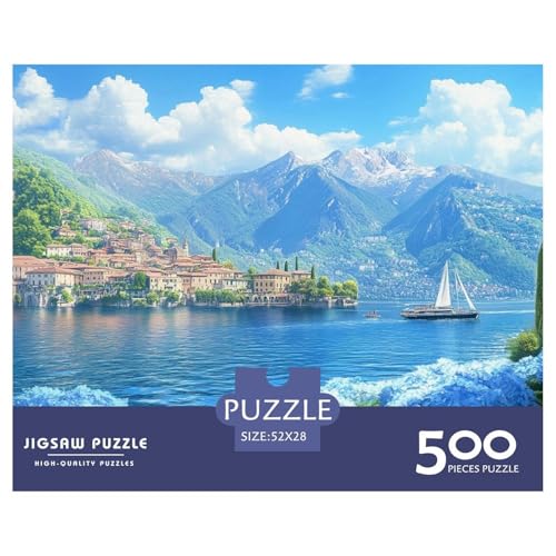 Lago Como Holzpuzzless 500 Teile Für Erwachsene Wohnkultur Geburtstagsgeschenk Educational Game Family Challenging Games Stress Relief Toy 500pcs (52x38cm) von SHUNXIFQ