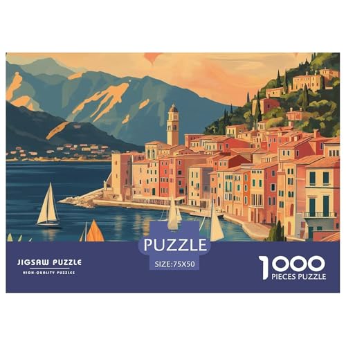 Lake Como Erwachsene Holzpuzzless 1000 Teile Home Decor Lernspiel Geburtstagsgeschenk Family Challenging Games Stress Relief Toy 1000pcs (75x50cm) von SHUNXIFQ