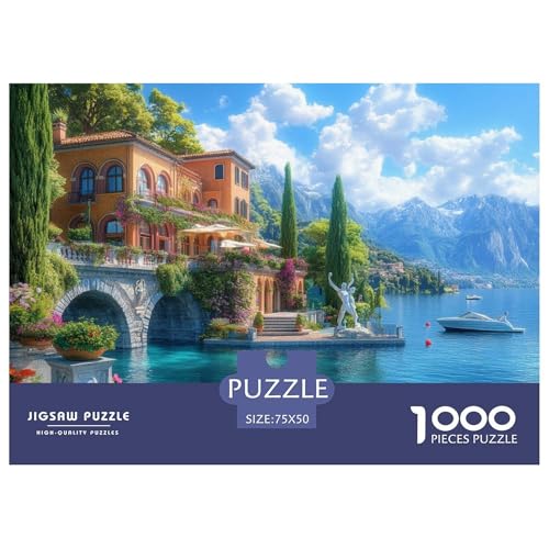 Lake Como Holzpuzzles 1000 Teile Erwachsene Wohnkultur Family Challenging Games Geburtstagsgeschenk Educational Game Stress Relief 1000pcs (75x50cm) von SHUNXIFQ