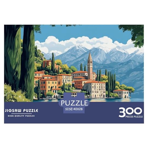 Lake Como Holzpuzzles Erwachsene 300 Teile Moderne Wohnkultur Geburtstagsgeschenk Educational Game Family Challenging Games Stress Relief 300pcs (40x28cm) von SHUNXIFQ