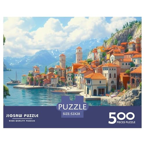 Lake Como Holzpuzzles Für Erwachsene 500 Teile Family Challenging Games Geburtstagsgeschenk Lernspiel Wohnkultur Stress Relief 500pcs (52x38cm) von SHUNXIFQ