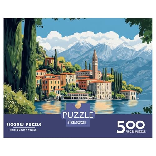 Lake Como Holzpuzzles Für Erwachsene 500 Teile Geburtstagsgeschenk Family Challenging Games Home Decor Educational Game Stress Relief 500pcs (52x38cm) von SHUNXIFQ