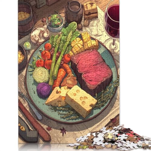 Leckeres Essen Holzpuzzles 500 Teile Erwachsene Lernspiel Family Challenging Games Geburtstagsgeschenk Home Decor Stress Relief Toy 500pcs (52x38cm) von SHUNXIFQ