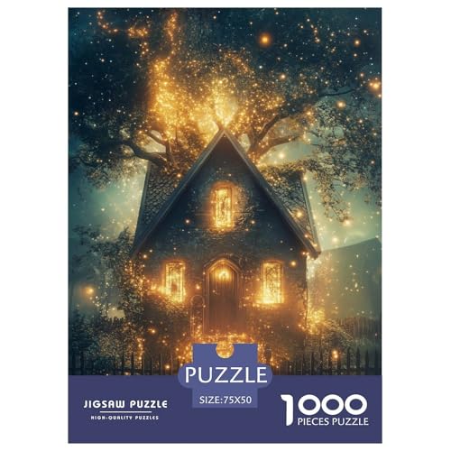 Leuchtendes Haus Holzpuzzles 1000 Teile Erwachsene Wohnkultur Family Challenging Games Geburtstagsgeschenk Educational Game Stress Relief 1000pcs (75x50cm) von SHUNXIFQ