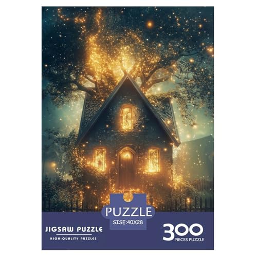 Leuchtendes Haus Holzpuzzless 300 Teile Erwachsene Wohnkultur Educational Game Family Challenging Games Geburtstagsgeschenk Stress Relief Toy 300pcs (40x28cm) von SHUNXIFQ