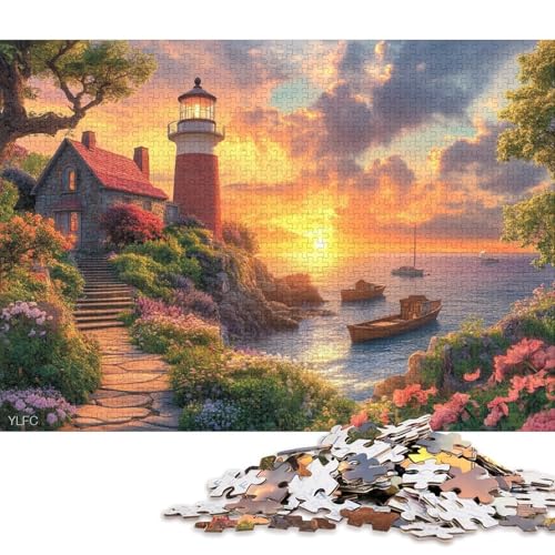 Leuchtturm Holzpuzzles 300 Teile Für Erwachsene Family Challenging Games Lernspiel Moderne Wohnkultur Geburtstagsgeschenk Stress Relief Toy 300pcs (40x28cm) von SHUNXIFQ