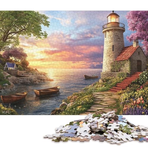 Leuchtturm Holzpuzzles Für Erwachsene 300 Teile Geburtstagsgeschenk Family Challenging Games Lernspiel Wohnkultur Stress Relief 300pcs (40x28cm) von SHUNXIFQ