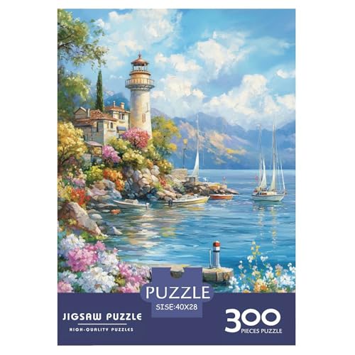 Leuchtturm Holzpuzzless 300 Teile Erwachsene Lernspiel Moderne Wohnkultur Family Challenging Games Geburtstagsgeschenk Stress Relief Toy 300pcs (40x28cm) von SHUNXIFQ
