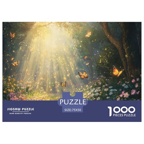Licht Schmetterling Holzpuzzles 1000 Teile Erwachsene Wohnkultur Geschicklichkeitsspiel Für Die Ganze Familie Lernspiel Geburtstagsgeschenk Stress Relief 1000pcs (75x50cm) von SHUNXIFQ