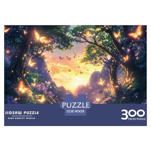 Licht Schmetterling Holzpuzzles 300 Teile Für Erwachsene Wohnkultur Geburtstagsgeschenk Family Challenging Games Educational Game Stress Relief Toy 300pcs (40x28cm) von SHUNXIFQ