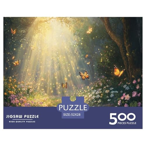 Licht Schmetterling Holzpuzzles 500 Teile Erwachsene Home Decor Family Challenging Games Geburtstagsgeschenk Educational Game Entspannung Und Intelligenz 500pcs (52x38cm) von SHUNXIFQ